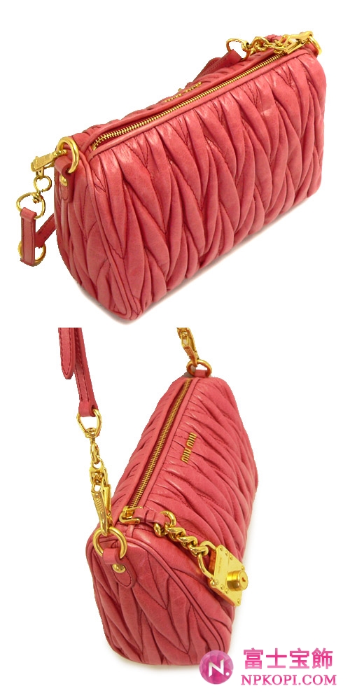 MIUMIU ミュウミュウ クラッチバッグ ポシェット 2WAY ヴィンテージ レザー ローズ 5N1521 MATELASSE LUX ROSA